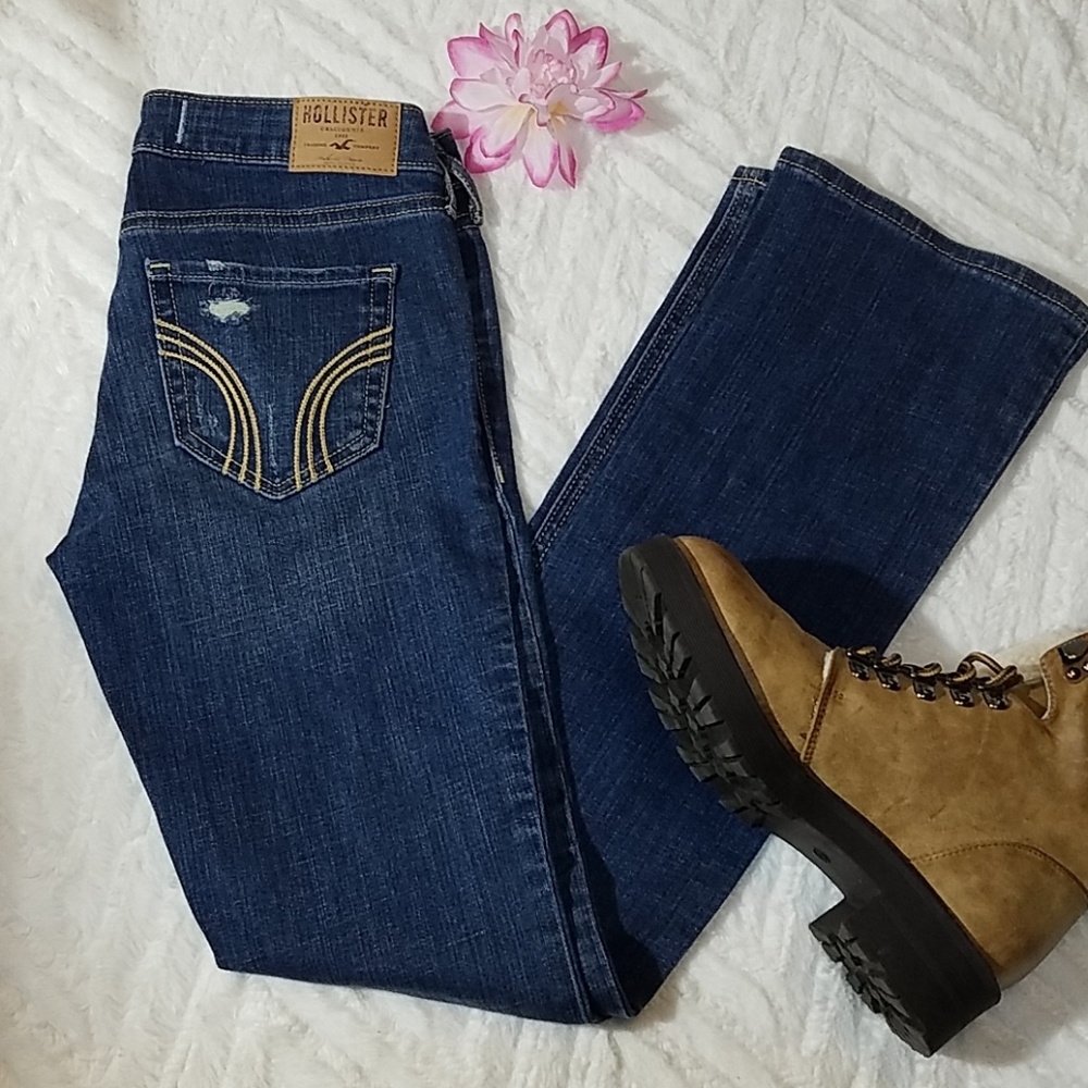 Hollister Distressed Bootcut Blue  Jeans WOMEN'